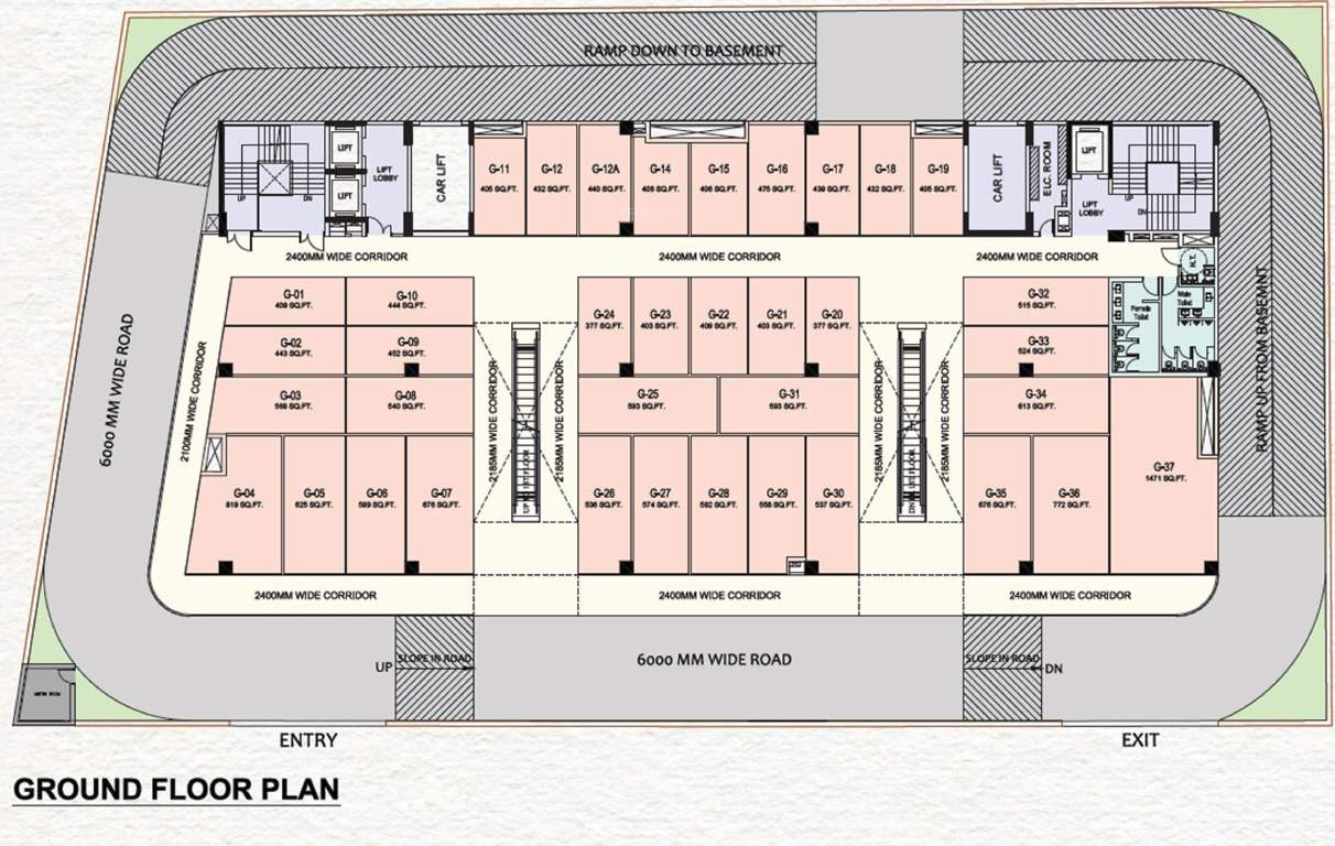 city walk Commercial Cluster Plan For Ground Floor