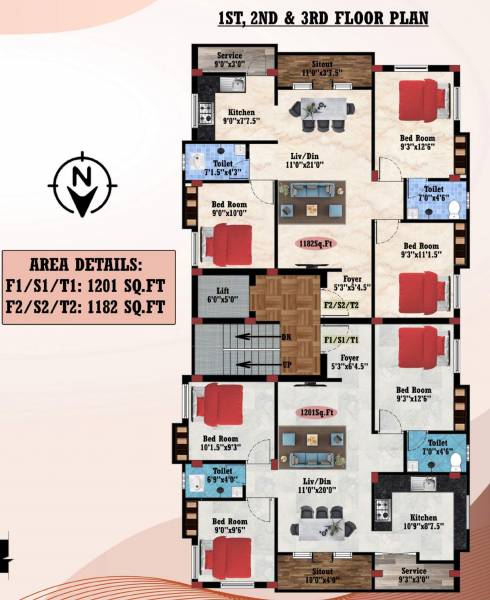  royal-view Royal View Cluster Plan from 1st to 3rd Floor