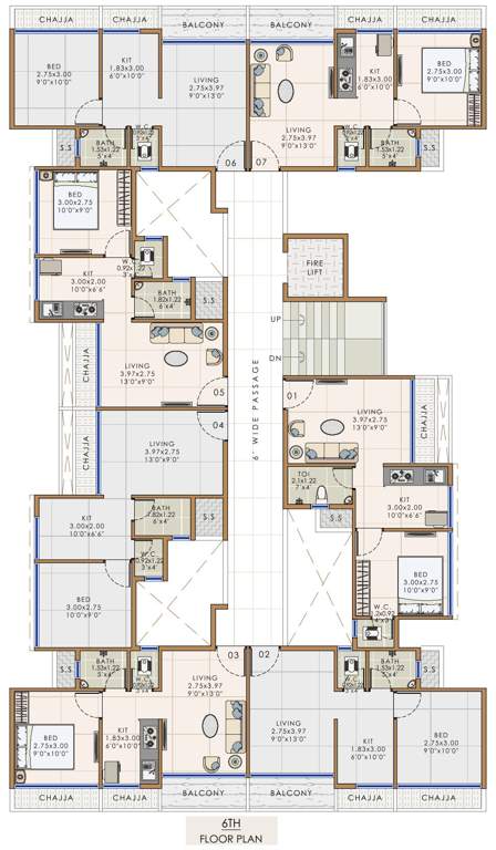  ambika niwas Ambika Niwas Cluster Plan for 6th Floor