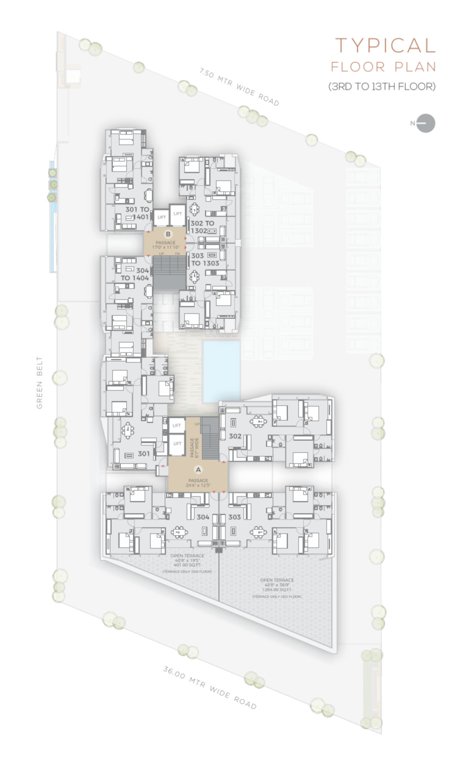  gateway Block A & B Cluster Plan from 3rd to 13th Floor