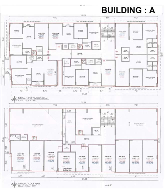  rudraa homes Block A Cluster Plan from ground to 7th Floor