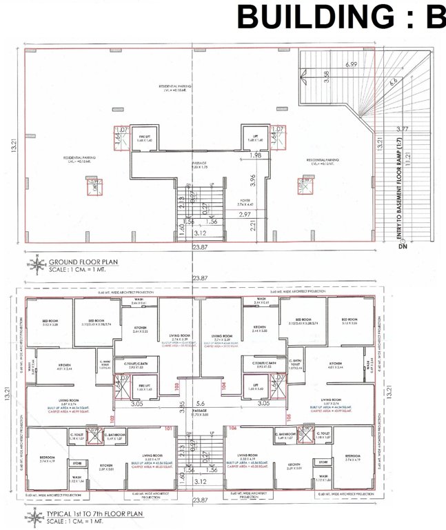  rudraa homes Block B Cluster Plan from ground to 7th Floor