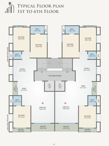 Heights Cluster Plan from 1st to 6th Floor heights Heights Cluster Plan from 1st to 6th Floor