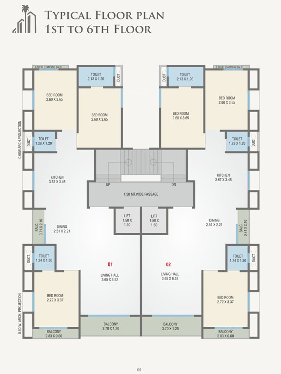  heights Heights Cluster Plan from 1st to 6th Floor