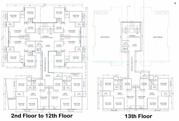  trinetra-skydeck Block A Cluster Plan from 2nd to 13th Floor