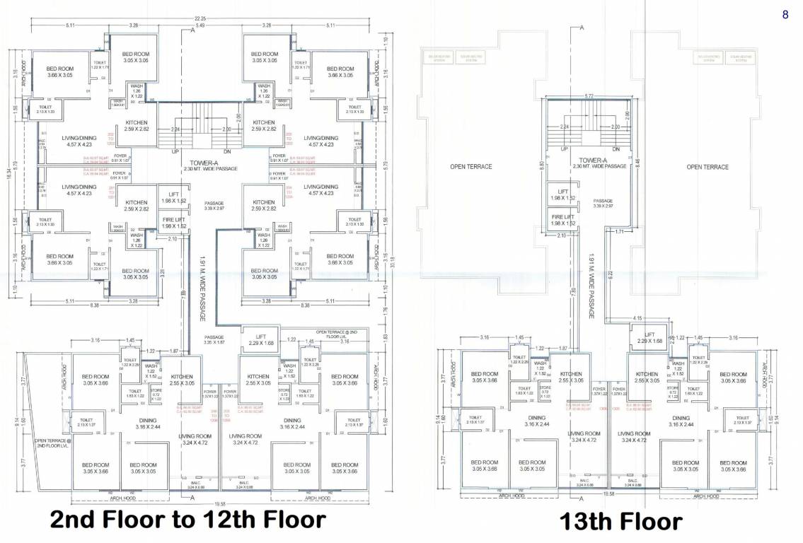  trinetra skydeck Block A Cluster Plan from 2nd to 13th Floor