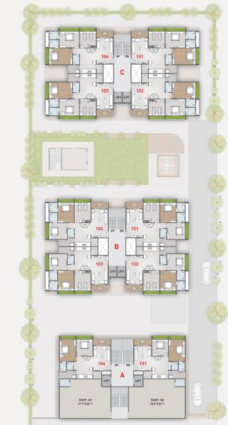  heights Block A,B,C Cluster Plan For 1st Floor