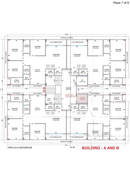  the legacy Block A And B Cluster Plan from 1st to 14th Floor