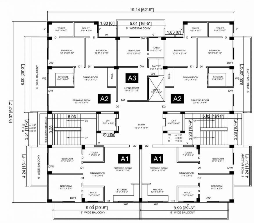  sky residency Sky Residency Cluster Plan For Typical Floor Plan