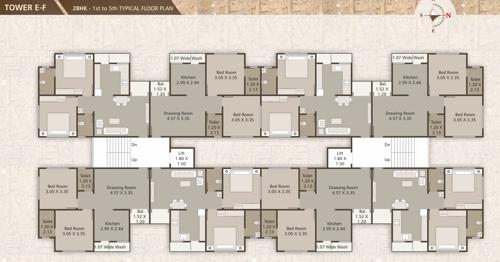  takshashila-2-phase-ii Tower E and F Cluster Plan from 1st to 5th Floor