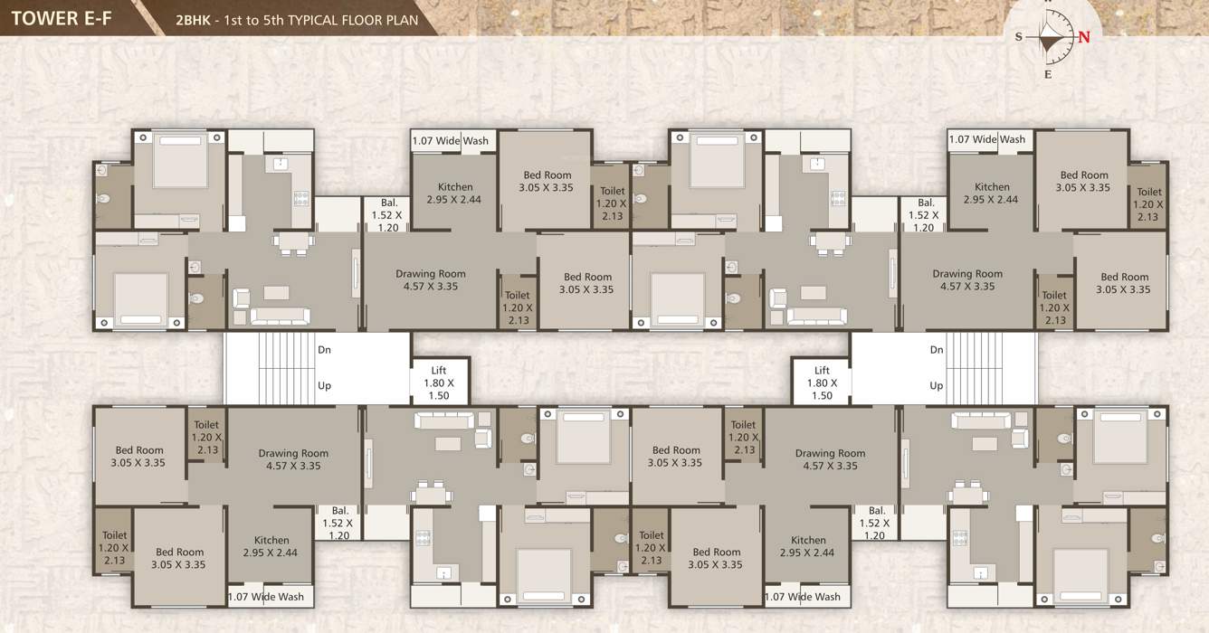  takshashila 2 phase ii Tower E and F Cluster Plan from 1st to 5th Floor