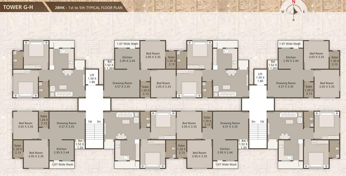  takshashila 2 phase ii Tower G and H Cluster Plan from 1st to 5th Floor