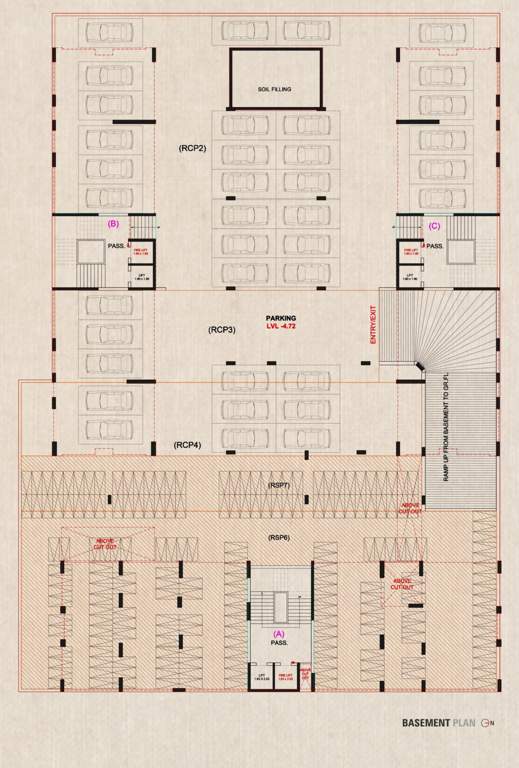  shantinath Block A, B And C Cluster Plan for Basement Floor
