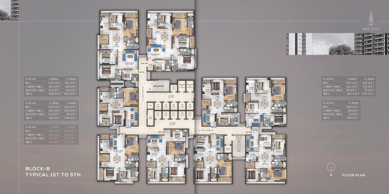 skycity Block B Cluster Plan from 1st to 5th Floor
