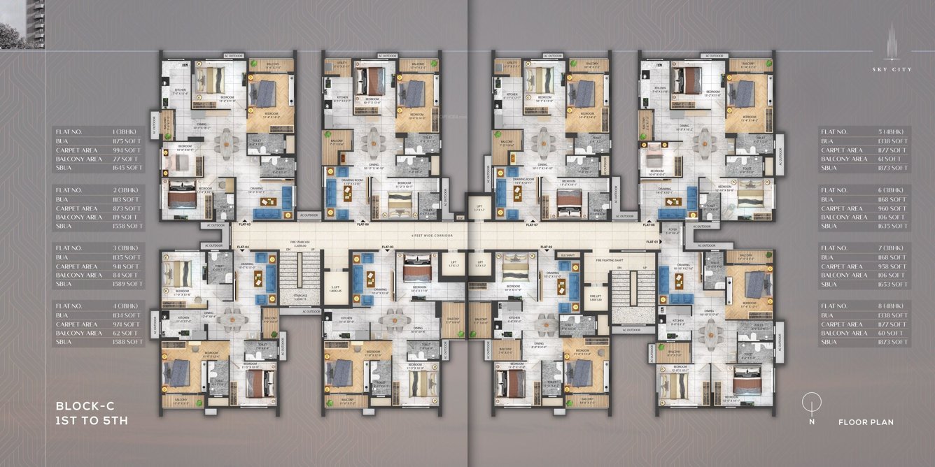 skycity Block C Cluster Plan from 1st to 5th Floor