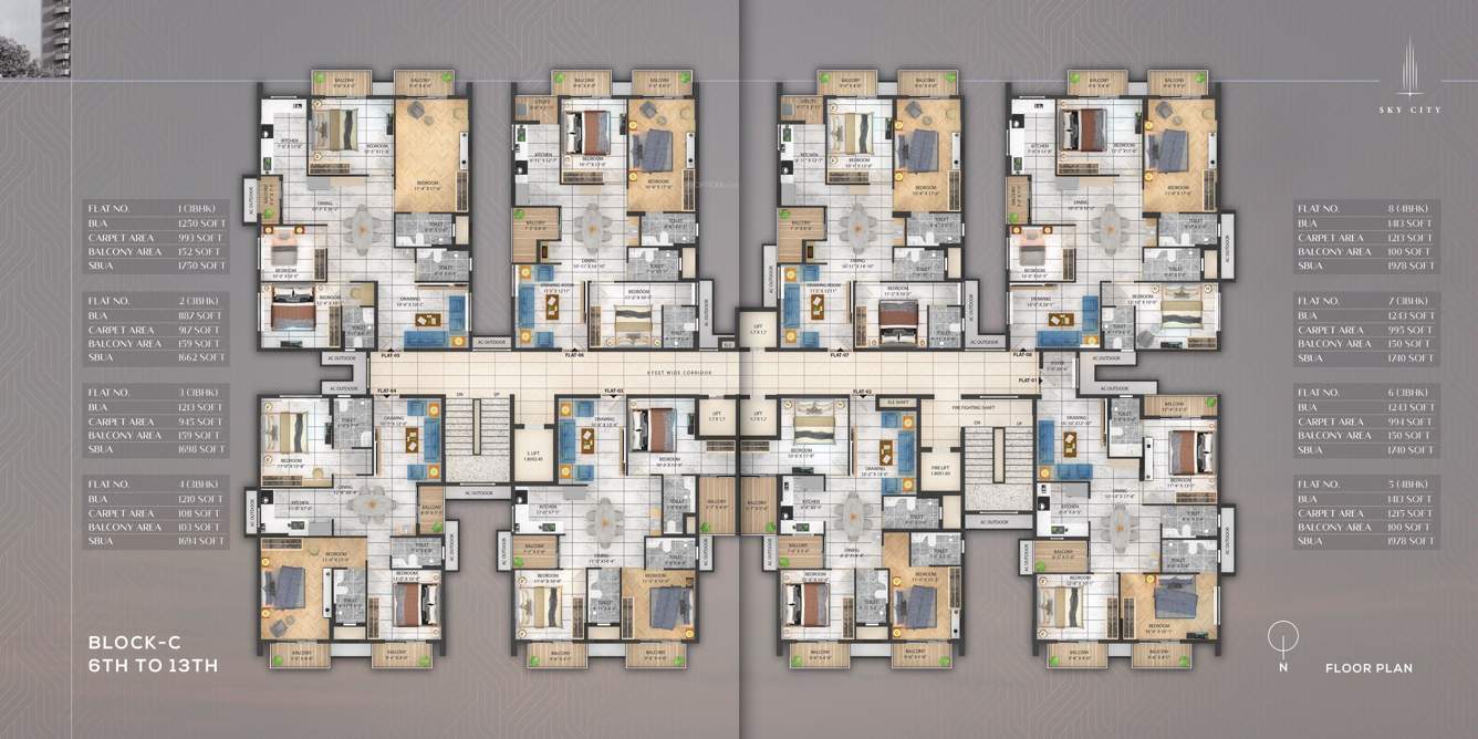 skycity Block C Cluster Plan from 6th to 13th Floor
