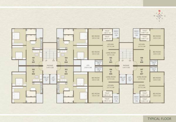  radhey-heights Block A Cluster Plan for Typical Floor