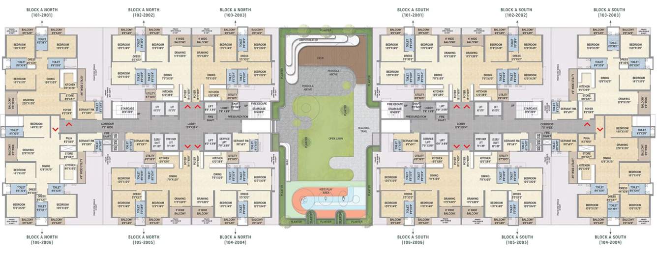  shreekhetra greenpark Block A Cluster Plan from 1st to 20th Floor