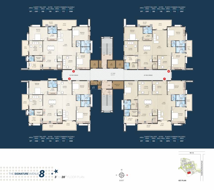 skypark Block 8 Cluster Plan from 3rd to 20th Floor