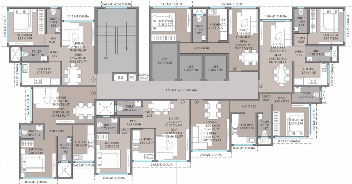  park crown 1 Cluster Plan For Typical Floor Plan