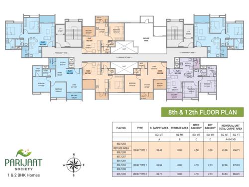  parijaat Parijaat Cluster Plan for 8th & 12th Floor