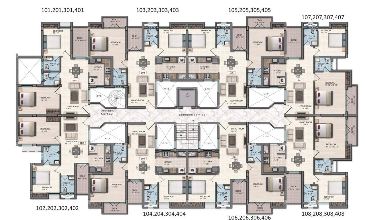 emerald Block B1 Cluster Plan For Typical Floor Plan