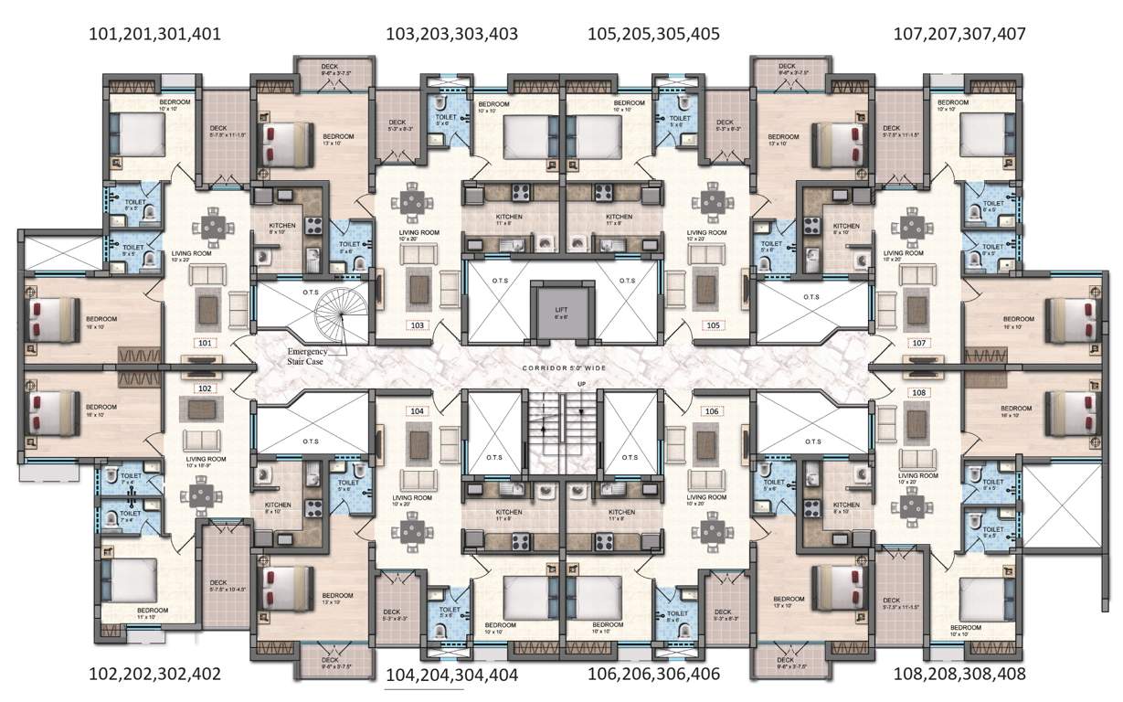 emerald Block B2 Cluster Plan For Typical Floor Plan