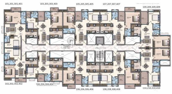  emerald Block-B3 Cluster Plan For Typical Floor Plan
