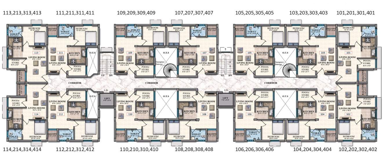 emerald Block C(EWS) Cluster Plan For Typical Floor Plan