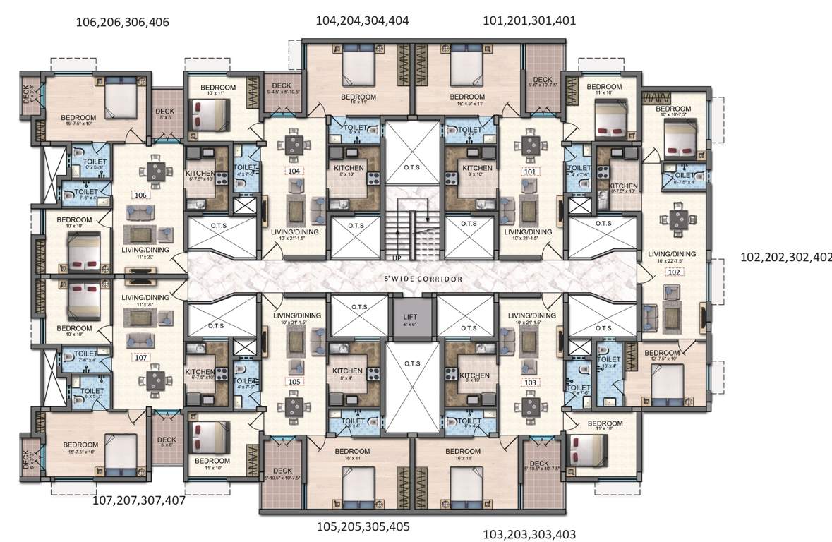emerald Block D2 Cluster Plan For Typical Floor Plan