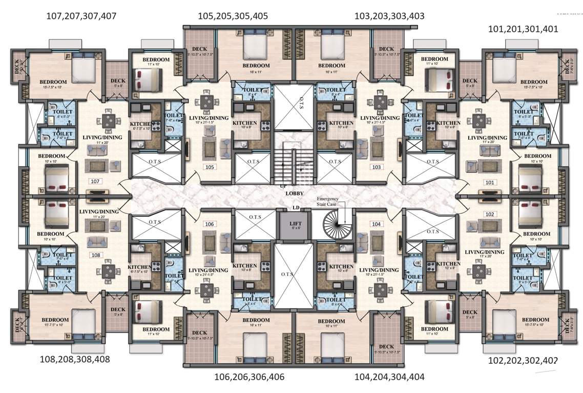 emerald Block D3 Cluster Plan For Typical Floor Plan