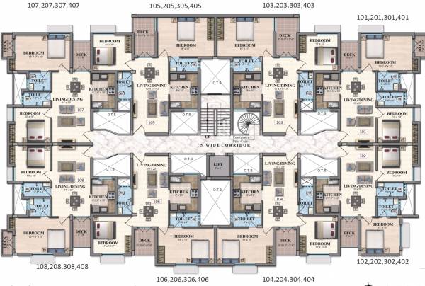  emerald Block-D4 Cluster Plan For Typical Floor Plan