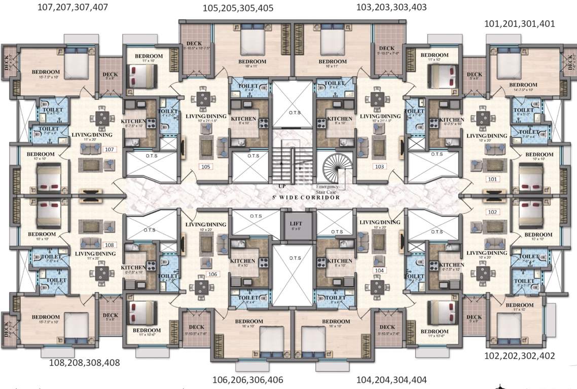 emerald Block D4 Cluster Plan For Typical Floor Plan
