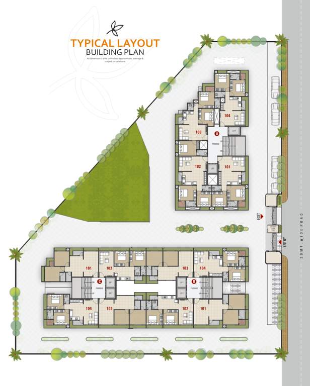  nilkanth luxuria Block A, Block B, Block C Cluster Plan from 1st to 14th Floor
