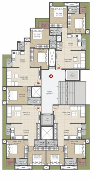  nilkanth-luxuria Block A Cluster Plan from 1st to 14th Floor