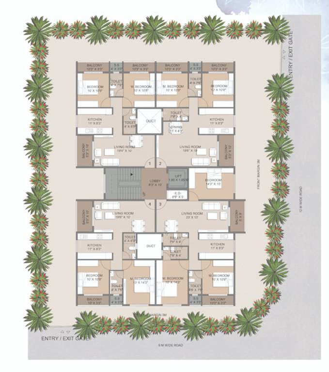  navankur chsl Navankur CHS Cluster Plan For Typical Floor Plan