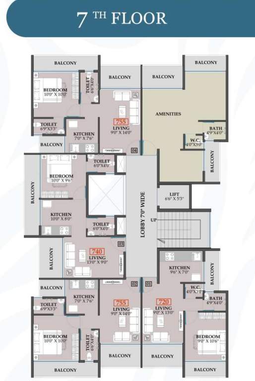  girija heights Girija Heights Cluster Plan for 7th Floor