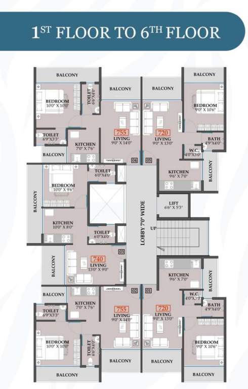  girija heights Girija Heights Cluster Plan from 1st to 6th Floor