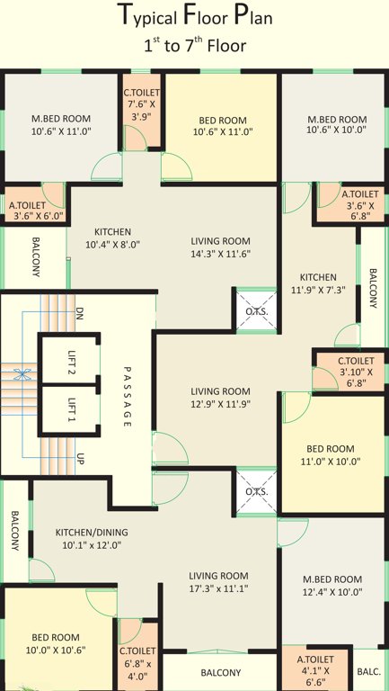  radha krishna complex Tower A Cluster Plan From 1st To 7th Floor