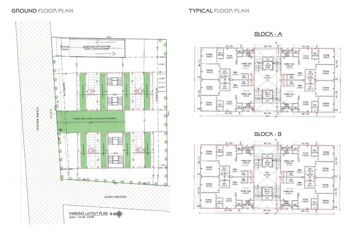  r r residency Block A And Block B Cluster Plan from ground to 7th Floor