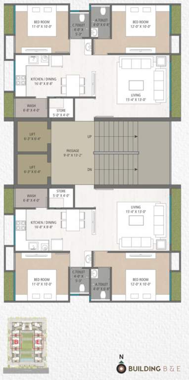  amanta Building B, E Typical Cluster Plan