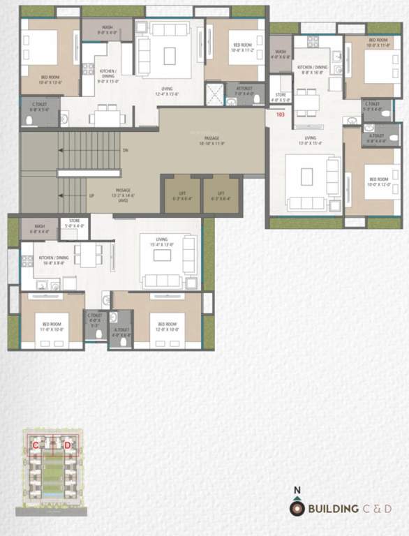  amanta Building C, D Typical Cluster Plan