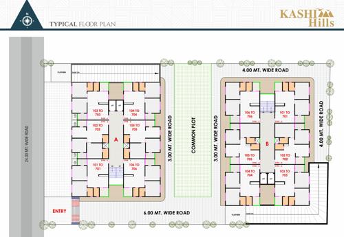  kashi-hills Block A And Block B Cluster Plan from 1st to 7th Floor