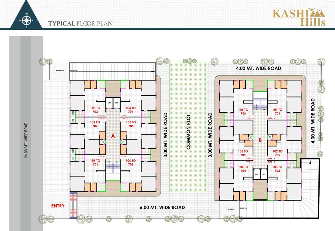  kashi hills Block A And Block B Cluster Plan from 1st to 7th Floor