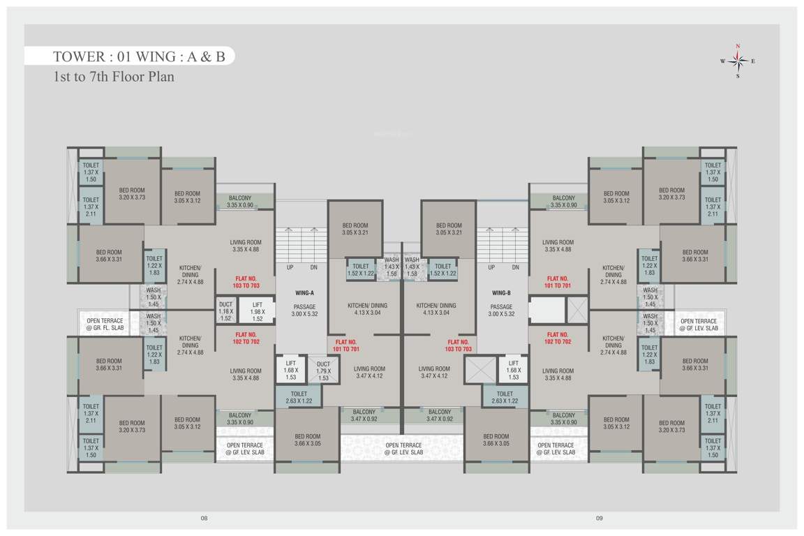  radhe shyam resi com Tower A And Tower B Cluster Plan from 1st to 7th Floor