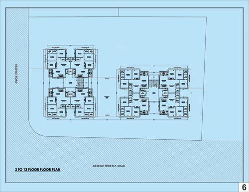 Block A And Block B Cluster Plan from 2nd to 13th Floor heights Block A And Block B Cluster Plan from 2nd to 13th Floor