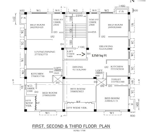  cornerstone-saptam Cornerstone Saptam Cluster Plan from 1st to 3rd Floor