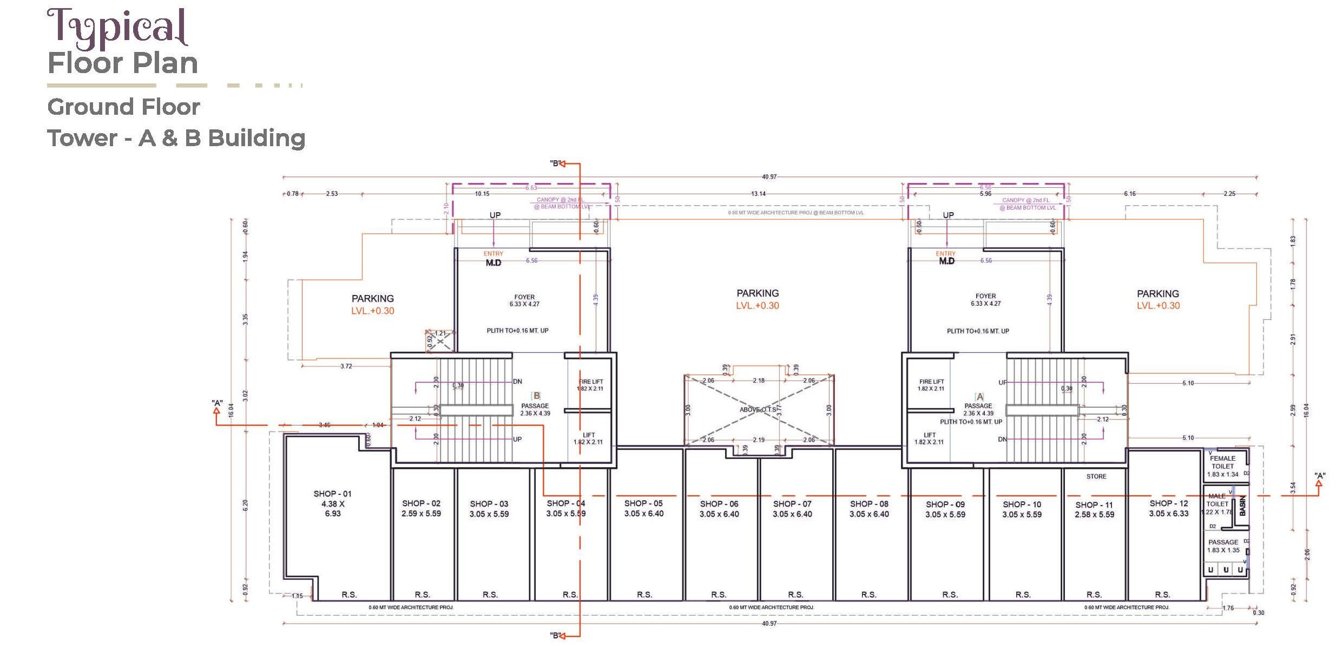  homes A+B Cluster Plan For Ground Floor