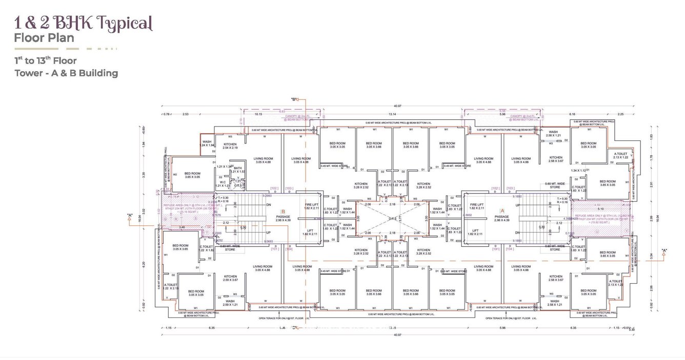  homes A+B Cluster Plan From 1st To 13th Floor