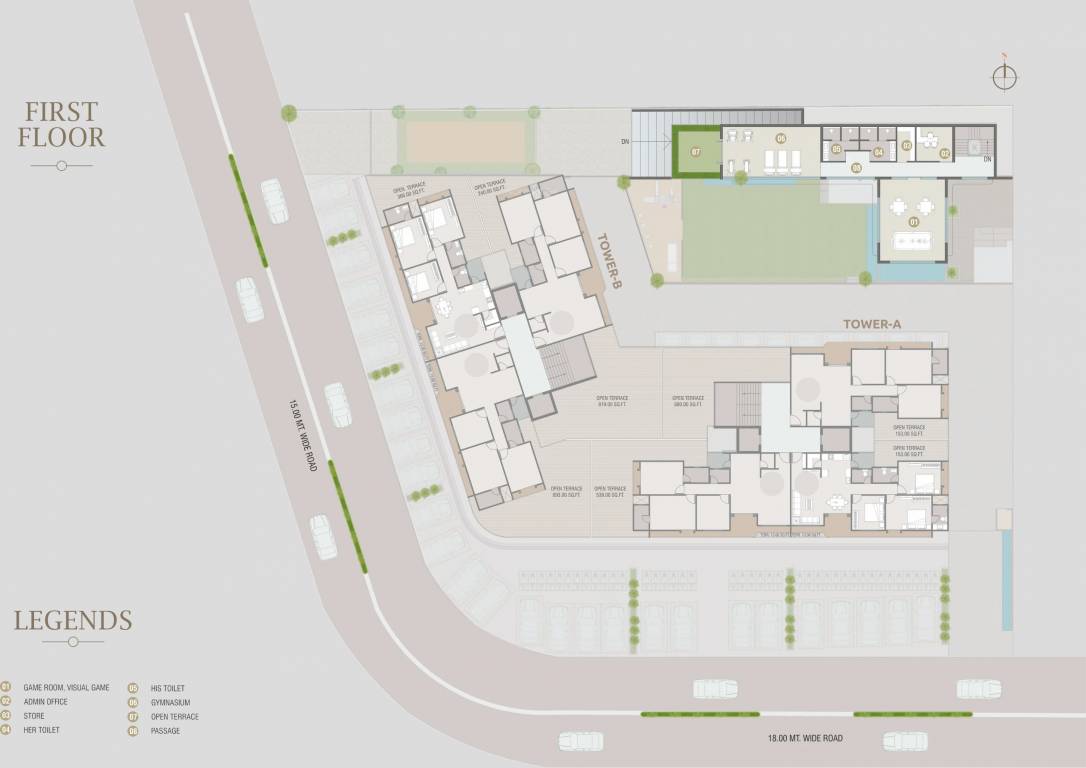  meridian A, B 1st Floor Cluster Plan